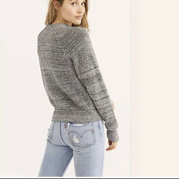Free People Too Good Mock Neck Cropped Ribbed Space Dye Knit Sweater - Picture 4 of 5